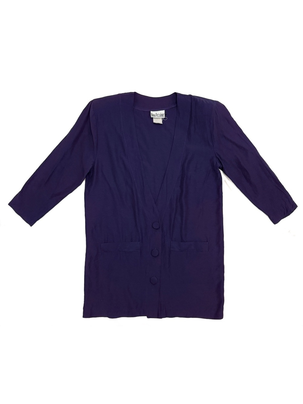 Vintage Nina Piccalino Purple Longline Retro 3/4 Sleeve Blazer Jacket